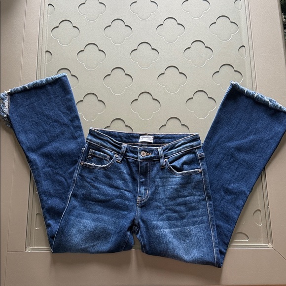 KANCAN Dark Wash Bootcut Jeans Frayed Hem Stretch Size 25 Flare Denim - Picture 9 of 16
